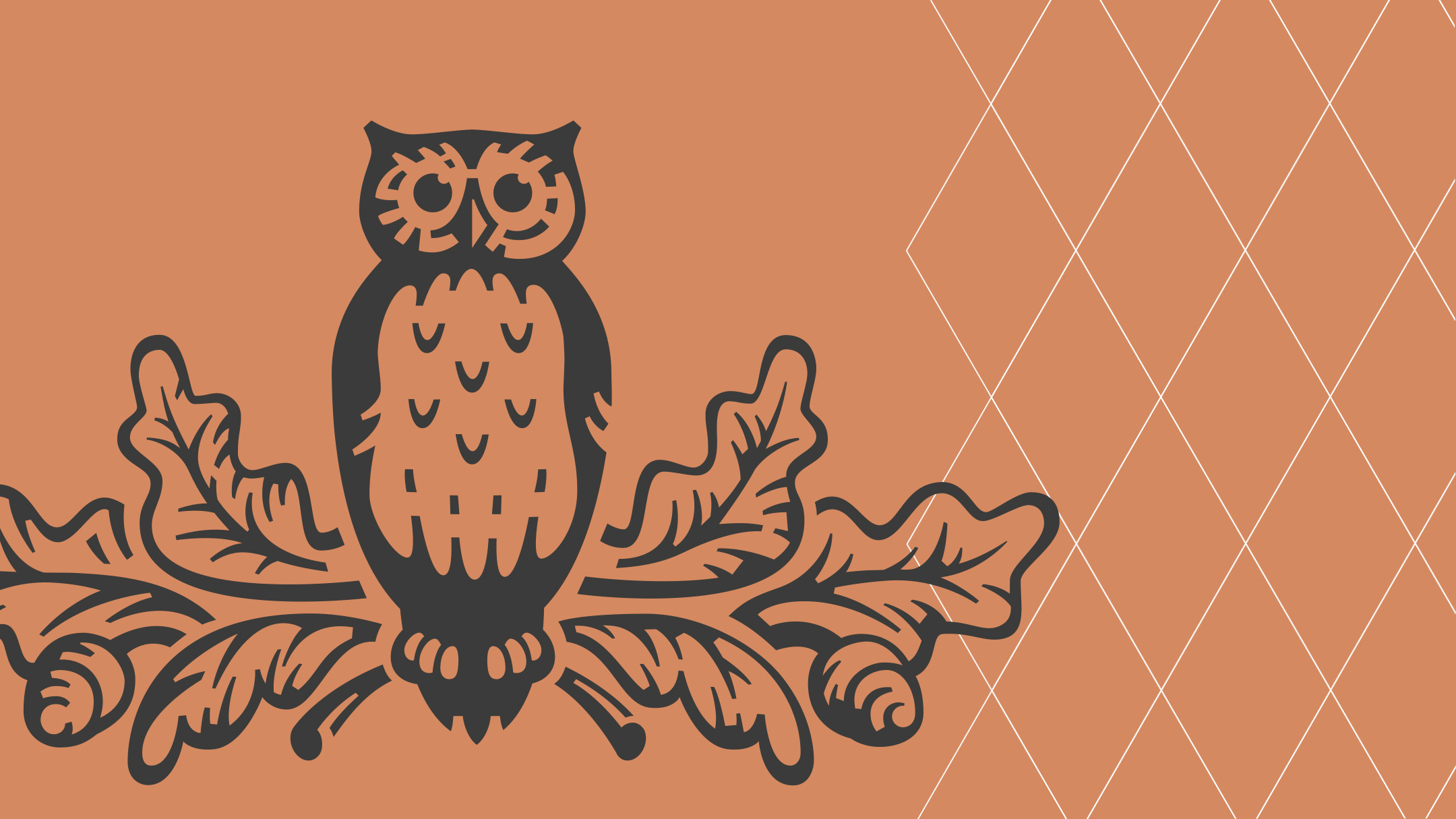 Tiedeakatemian pöllö-logo ruskealla taustalla